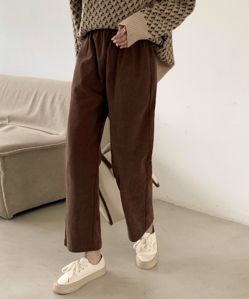 emi+（エミプラス）の「コーデュロイセミワイドパンツ（その他パンツ・レディース・ブラック/ブラウン/アイボリー/キャメル/カーキ/ブルーグレー/ベージュ/ネイビー/チャコールグレー・S/M/L）」の15枚目の写真
