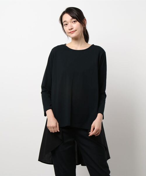 INTERPLANET(インタープラネット)の「強撚BACK切替チュニックプルオーバー(Tシャツ/カットソー・レディース・グレー/アイボリー/ベージュ/ブラック・FREE)」の3枚目の写真