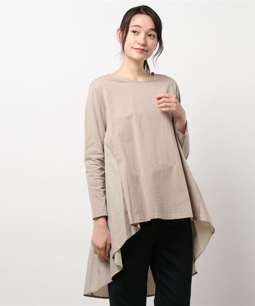 INTERPLANET(インタープラネット)の「強撚BACK切替チュニックプルオーバー(Tシャツ/カットソー・レディース・グレー/アイボリー/ベージュ/ブラック・FREE)」の10枚目の写真