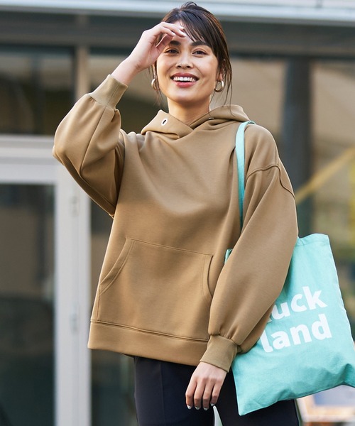 coca（coca）（コカ）の「＼新色登場／カバー力120％！ハリ感ダンボールフーディ（パーカー・レディース・チャコールグレー/グレー系その他/アイボリー/グレー/ネイビー/ピンク/カーキ/ライトブルー/ベージュ/ブラック・ONE SIZE/M/L）」の6枚目の写真