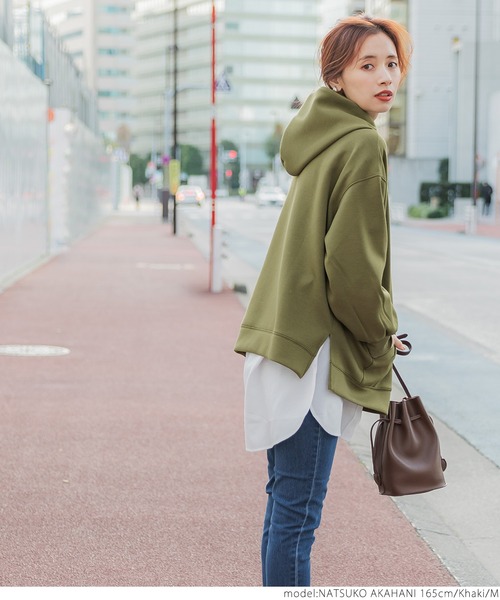 coca（coca）（コカ）の「＼新色登場／カバー力120％！ハリ感ダンボールフーディ（パーカー・レディース・チャコールグレー/グレー系その他/アイボリー/グレー/ネイビー/ピンク/カーキ/ライトブルー/ベージュ/ブラック・ONE SIZE/M/L）」の20枚目の写真