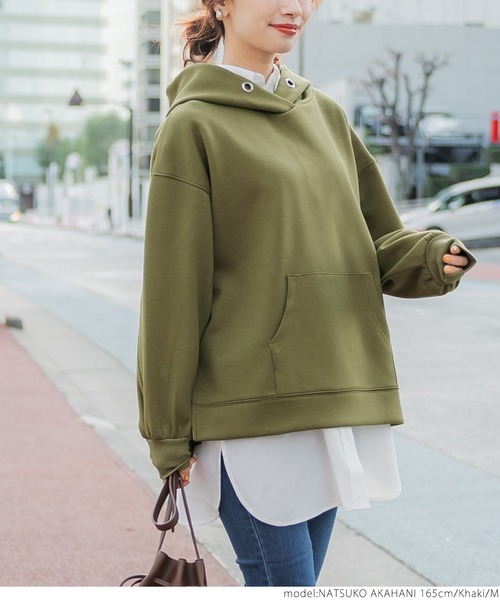 coca（coca）（コカ）の「＼新色登場／カバー力120％！ハリ感ダンボールフーディ（パーカー・レディース・チャコールグレー/グレー系その他/アイボリー/グレー/ネイビー/ピンク/カーキ/ライトブルー/ベージュ/ブラック・ONE SIZE/M/L）」の19枚目の写真