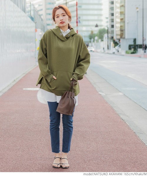 coca（coca）（コカ）の「＼新色登場／カバー力120％！ハリ感ダンボールフーディ（パーカー・レディース・チャコールグレー/グレー系その他/アイボリー/グレー/ネイビー/ピンク/カーキ/ライトブルー/ベージュ/ブラック・ONE SIZE/M/L）」の22枚目の写真