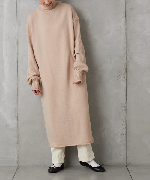 PUAL CE CIN（ピュアルセシン）の「【Du noir】ハイネックニットチュニック（ニット/セーター・レディース・チャコールグレー/ブラック/ベージュ/レッド・FREE）」の6枚目の写真