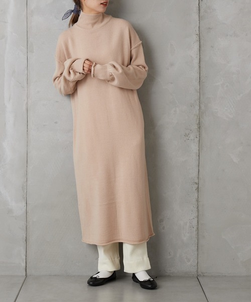 PUAL CE CIN（ピュアルセシン）の「【Du noir】ハイネックニットチュニック（ニット/セーター・レディース・チャコールグレー/ブラック/ベージュ/レッド・FREE）」の5枚目の写真