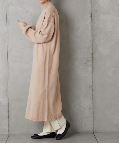 PUAL CE CIN（ピュアルセシン）の「【Du noir】ハイネックニットチュニック（ニット/セーター・レディース・チャコールグレー/ブラック/ベージュ/レッド・FREE）」の7枚目の写真