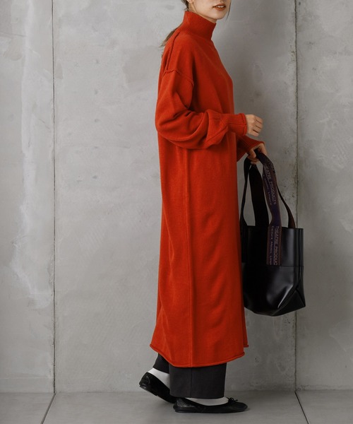 PUAL CE CIN（ピュアルセシン）の「【Du noir】ハイネックニットチュニック（ニット/セーター・レディース・チャコールグレー/ブラック/ベージュ/レッド・FREE）」の12枚目の写真