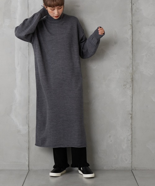 PUAL CE CIN（ピュアルセシン）の「【Du noir】ハイネックニットチュニック（ニット/セーター・レディース・チャコールグレー/ブラック/ベージュ/レッド・FREE）」の14枚目の写真