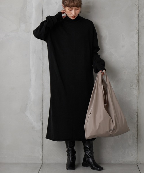 PUAL CE CIN（ピュアルセシン）の「【Du noir】ハイネックニットチュニック（ニット/セーター・レディース・チャコールグレー/ブラック/ベージュ/レッド・FREE）」の18枚目の写真