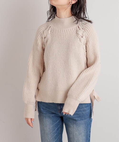 natural couture(ナチュラルクチュール)の「サイドレースアップほんわりニット(ニット/セーター・レディース・ブルー/ライトベージュ/アイボリー/ブラック・FREE)」の19枚目の写真