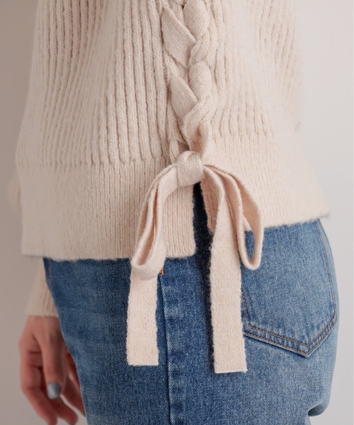 natural couture(ナチュラルクチュール)の「サイドレースアップほんわりニット(ニット/セーター・レディース・ブルー/ライトベージュ/アイボリー/ブラック・FREE)」の16枚目の写真