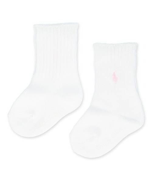 POLO RALPH LAUREN(ポロ ラルフ ローレン)の「POLO RALPH LAUREN Layette ワンポイント リブ ベビーソックス 04885506(ベビーシューズ/ベビーソックス・キッズ・ネイビー/サックスブルー/ピンク/ホワイト×ブラック/グレー系その他/ライトピンク/ホワイト×ピンク/ネイビー系・11-13cm/9-11cm)」の4枚目の写真