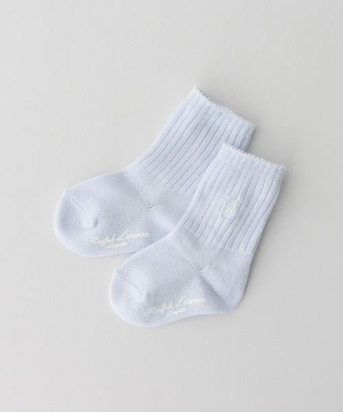 POLO RALPH LAUREN(ポロ ラルフ ローレン)の「POLO RALPH LAUREN Layette ワンポイント リブ ベビーソックス 04885506(ベビーシューズ/ベビーソックス・キッズ・ネイビー/サックスブルー/ピンク/ホワイト×ブラック/グレー系その他/ライトピンク/ホワイト×ピンク/ネイビー系・11-13cm/9-11cm)」の1枚目の写真