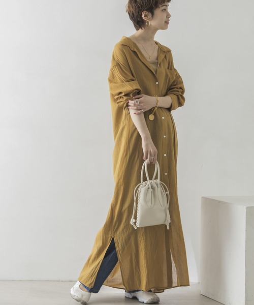 URBAN RESEARCH(アーバンリサーチ)の「コットンボイルマキシシャツワンピース(ワンピース・レディース・チャコールグレー/マスタード/オフホワイト・FREE)」の11枚目の写真