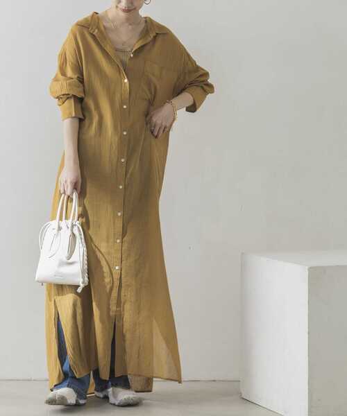 URBAN RESEARCH(アーバンリサーチ)の「コットンボイルマキシシャツワンピース(ワンピース・レディース・チャコールグレー/マスタード/オフホワイト・FREE)」の12枚目の写真