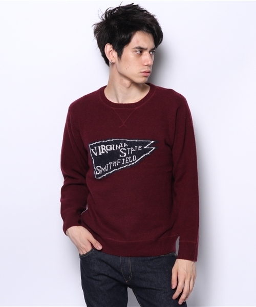 CIAOPANIC（チャオパニック）の「【Ciaopanic】ロゴJQP/O（ニット/セーター・メンズ・ボルドー/チャコールグレー/グリーン/ネイビー/マスタード・LARGE/MEDIUM）」の5枚目の写真