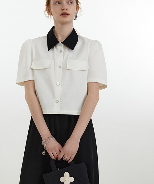Fano Studios(ファノ ストゥディオズ)の「【Fano Studios】Bicolor short shirt FX21S035(シャツ/ブラウス・レディース・ホワイト・S/L/M)」の9枚目の写真