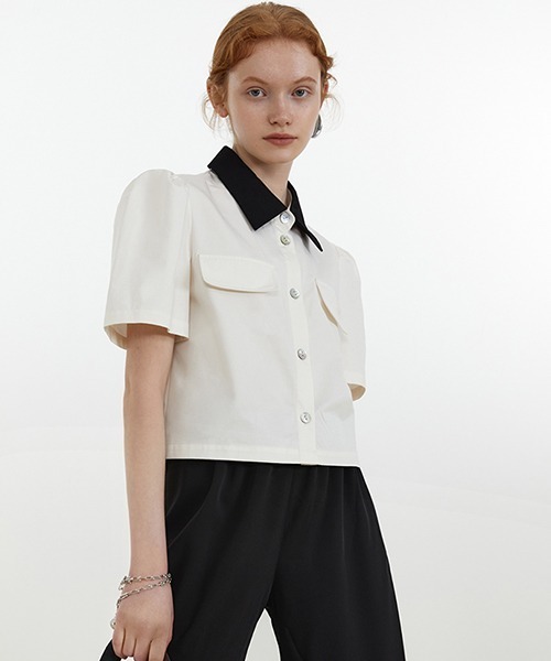 Fano Studios(ファノ ストゥディオズ)の「【Fano Studios】Bicolor short shirt FX21S035(シャツ/ブラウス・レディース・ホワイト・S/L/M)」の10枚目の写真