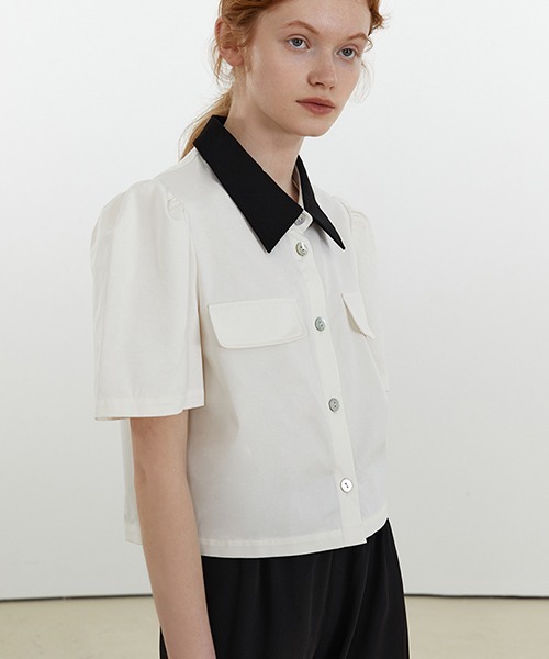 Fano Studios(ファノ ストゥディオズ)の「【Fano Studios】Bicolor short shirt FX21S035(シャツ/ブラウス・レディース・ホワイト・S/L/M)」の14枚目の写真