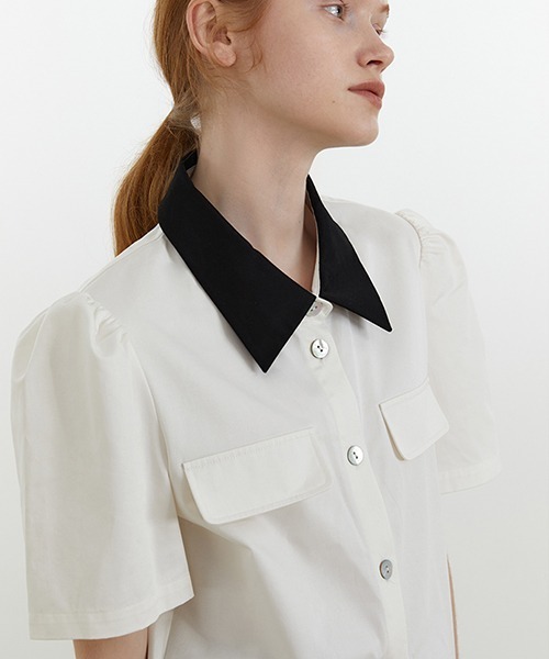Fano Studios(ファノ ストゥディオズ)の「【Fano Studios】Bicolor short shirt FX21S035(シャツ/ブラウス・レディース・ホワイト・S/L/M)」の16枚目の写真