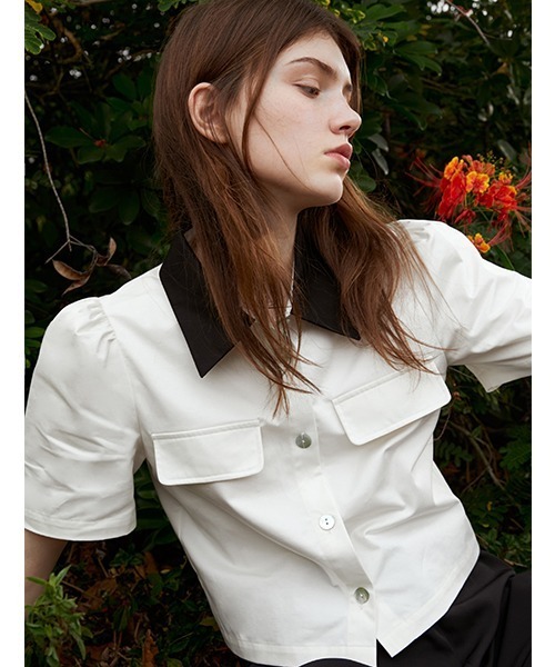 Fano Studios(ファノ ストゥディオズ)の「【Fano Studios】Bicolor short shirt FX21S035(シャツ/ブラウス・レディース・ホワイト・S/L/M)」の4枚目の写真