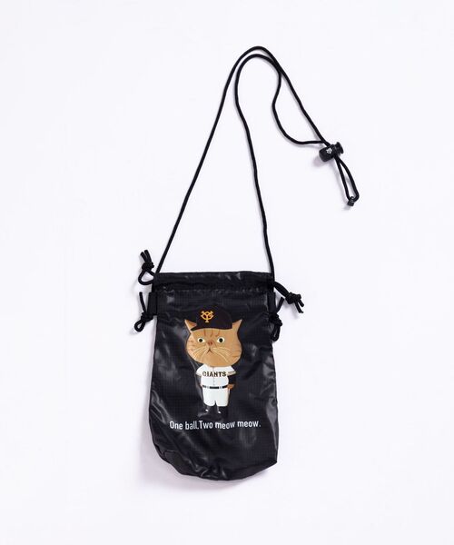 SHIPS(シップス)の「GIANTS×SHIPS: CAT 巾着 ネック ポーチ(ボディバッグ/ウエストポーチ・メンズ・ブラック/オレンジ・ONE SIZE)」の5枚目の写真