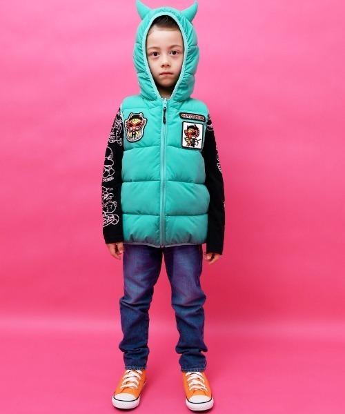 ヒステリックミニ ベスト HYSTERIC MINI（ヒステリックミニ）の「リバーシブル中綿入りベスト