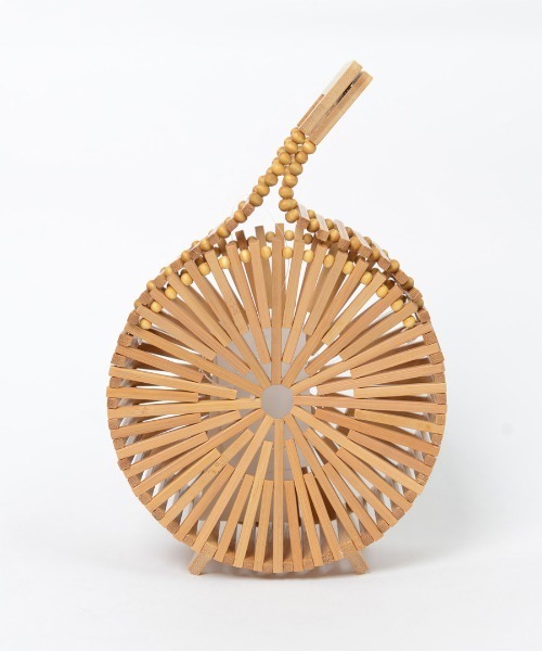 shopnikoniko（ショップニコニコ）の「丸型 かご バッグ 2way（かごバッグ・レディース・ベージュ・フリー）」の9枚目の写真