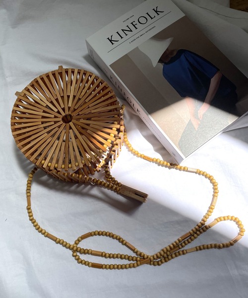 shopnikoniko（ショップニコニコ）の「丸型 かご バッグ 2way（かごバッグ・レディース・ベージュ・フリー）」の7枚目の写真