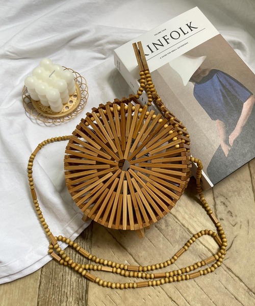 shopnikoniko（ショップニコニコ）の「丸型 かご バッグ 2way（かごバッグ・レディース・ベージュ・フリー）」の18枚目の写真