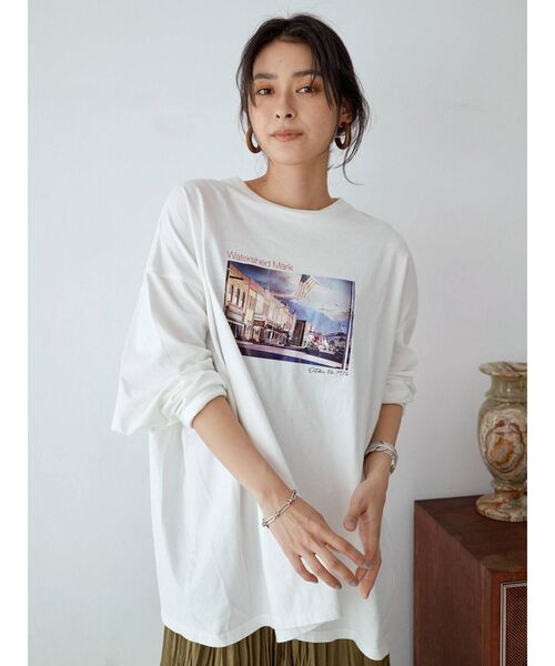 Ungrid（アングリッド）の「フォトデザインロゴロングスリーブTee（Tシャツ/カットソー・レディース・オフホワイト/チャコールグレー・FREE）」の10枚目の写真