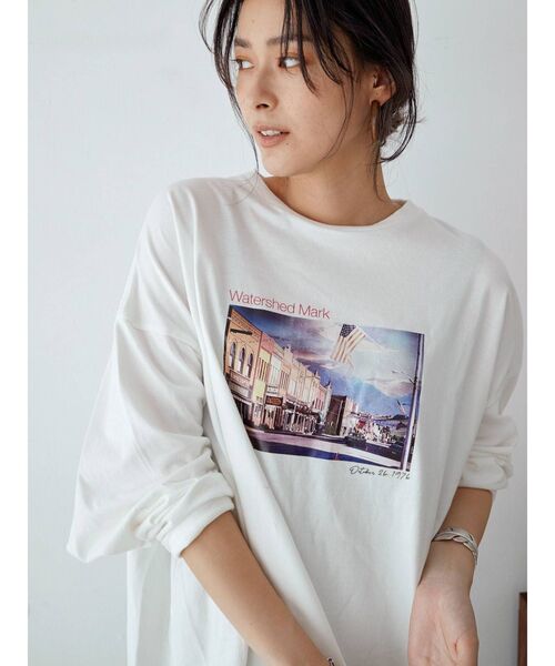 Ungrid（アングリッド）の「フォトデザインロゴロングスリーブTee（Tシャツ/カットソー・レディース・オフホワイト/チャコールグレー・FREE）」の13枚目の写真