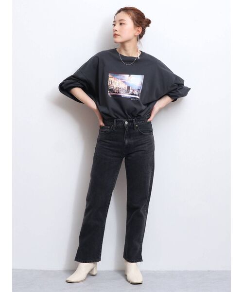 Ungrid（アングリッド）の「フォトデザインロゴロングスリーブTee（Tシャツ/カットソー・レディース・オフホワイト/チャコールグレー・FREE）」の9枚目の写真