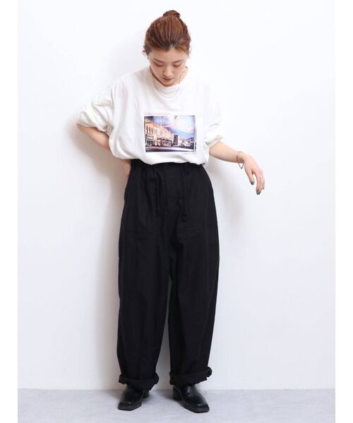 Ungrid（アングリッド）の「フォトデザインロゴロングスリーブTee（Tシャツ/カットソー・レディース・オフホワイト/チャコールグレー・FREE）」の14枚目の写真