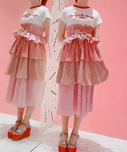 lilLilly(リルリリー)の「リンガープリントTシャツ(Tシャツ/カットソー・レディース・ブラック/レッド/ブルー/ホワイト・FREE)」の11枚目の写真