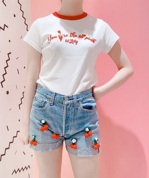 lilLilly(リルリリー)の「リンガープリントTシャツ(Tシャツ/カットソー・レディース・ブラック/レッド/ブルー/ホワイト・FREE)」の13枚目の写真