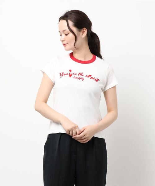 lilLilly(リルリリー)の「リンガープリントTシャツ(Tシャツ/カットソー・レディース・ブラック/レッド/ブルー/ホワイト・FREE)」の5枚目の写真