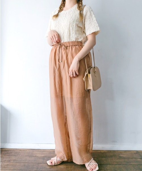 nemne store(ネンネストア)の「さわやかな朝のジャガードトップス(Tシャツ/カットソー・レディース・ブラック/アイボリー/ベージュ/ライム・フリー)」の7枚目の写真
