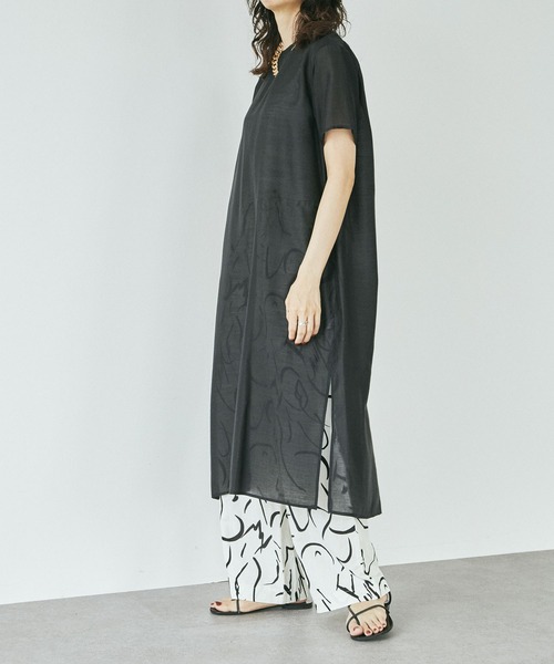 GARAGE OF GOOD CLOTHING(ガレージオブグッドクロージング)の「シースルー半袖ワンピース*(ワンピース・レディース・ブラック/ベージュ/カーキ・FREE)」の1枚目の写真