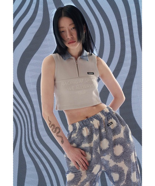 oddoneout(オッドワンアウト)の「『ODD ONE OUT/オッドワンアウト』Denim collar zipper top/デニムカラー ジッパー トップ クロップド丈 スリーブレス(Tシャツ/カットソー・レディース・ネイビー/ブルー/アイボリー・FREE)」の19枚目の写真