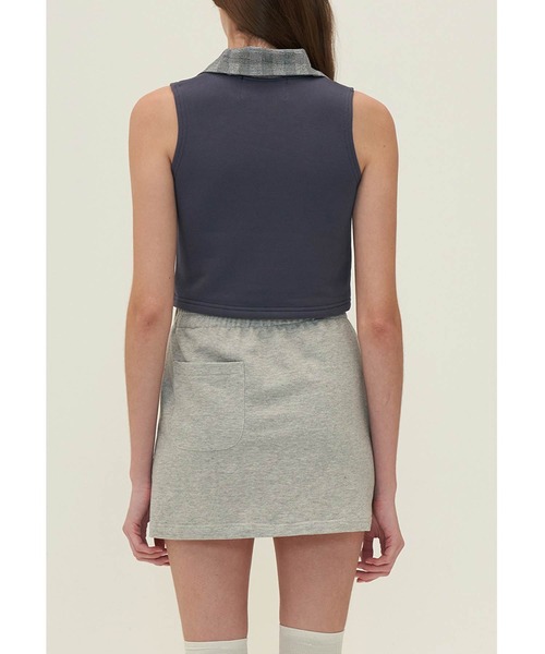 oddoneout(オッドワンアウト)の「『ODD ONE OUT/オッドワンアウト』Denim collar zipper top/デニムカラー ジッパー トップ クロップド丈 スリーブレス(Tシャツ/カットソー・レディース・ネイビー/ブルー/アイボリー・FREE)」の18枚目の写真
