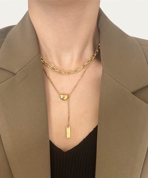 KOR（ケーオーアール）の「ダブルチェーンネックレス（ネックレス・レディース・シルバー/ゴールド・FREE）」の2枚目の写真