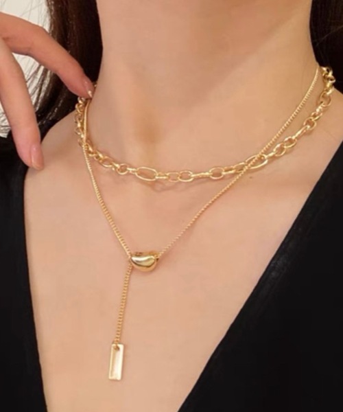 KOR（ケーオーアール）の「ダブルチェーンネックレス（ネックレス・レディース・シルバー/ゴールド・FREE）」の4枚目の写真