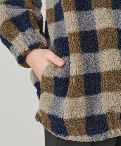 ＆yam（アンドヤム）の「総柄ボアブルゾン レオパード柄/ネイティブ柄/チェック柄【親子お揃い/リンクコーデ】（ブルゾン・キッズ・ベージュ/ブラウン/グレー・120-130cm/150-160cm/110-120cm/130-140cm/140-150cm）」の9枚目の写真