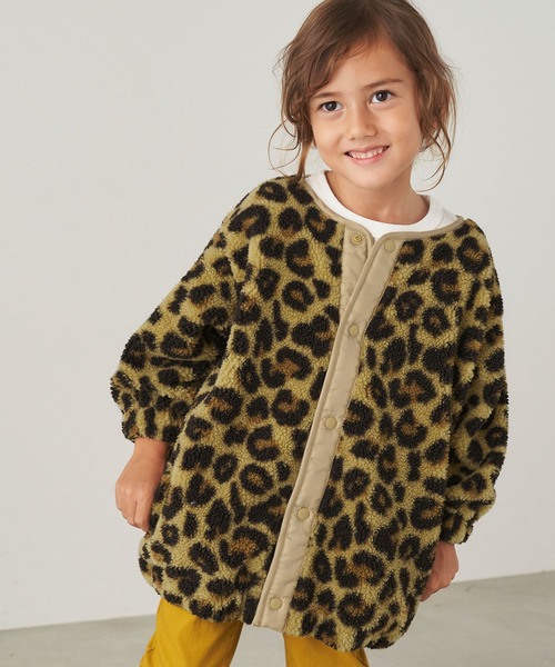 ＆yam（アンドヤム）の「総柄ボアブルゾン レオパード柄/ネイティブ柄/チェック柄【親子お揃い/リンクコーデ】（ブルゾン・キッズ・ベージュ/ブラウン/グレー・120-130cm/150-160cm/110-120cm/130-140cm/140-150cm）」の4枚目の写真