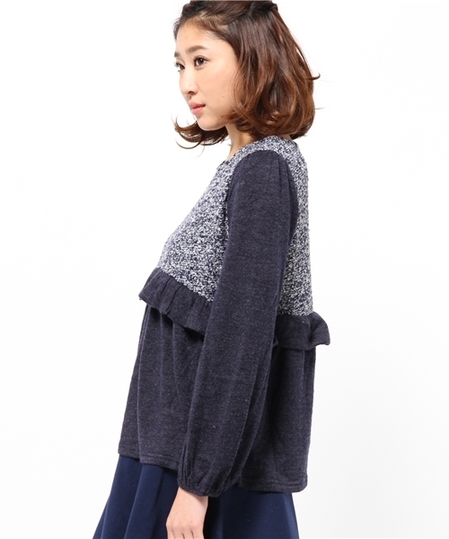 mystic（ミスティック）の「ブークレー切替プルオーバー（Tシャツ/カットソー・レディース・グレー/ネイビー/ブラック・ﾌﾘ-）」の5枚目の写真