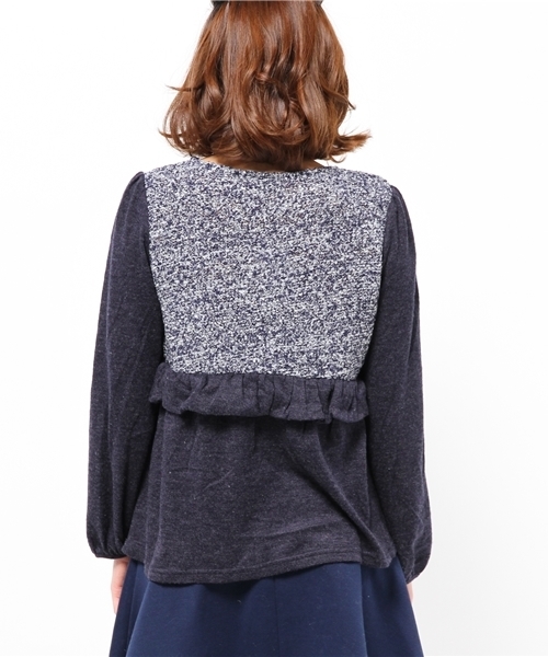 mystic（ミスティック）の「ブークレー切替プルオーバー（Tシャツ/カットソー・レディース・グレー/ネイビー/ブラック・ﾌﾘ-）」の6枚目の写真