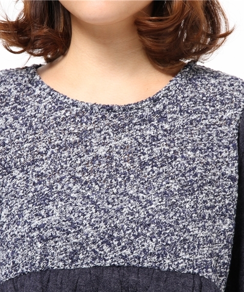 mystic（ミスティック）の「ブークレー切替プルオーバー（Tシャツ/カットソー・レディース・グレー/ネイビー/ブラック・ﾌﾘ-）」の7枚目の写真