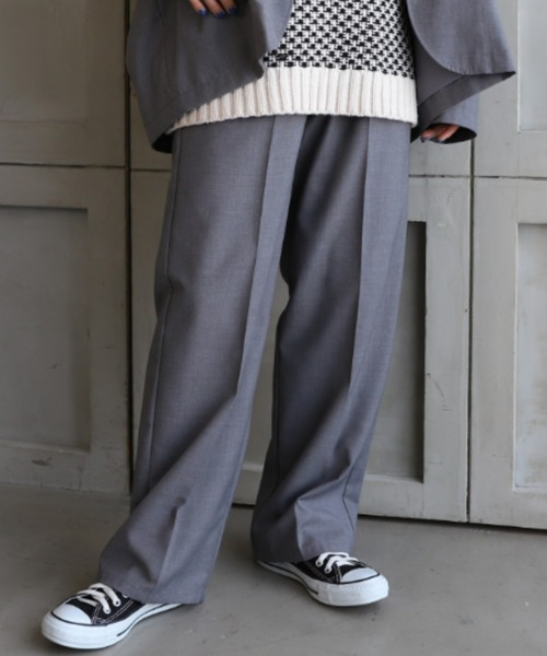 moment+(モーメントプラス)の「TRギャバ ビッグシルエットセットアップ(シングルジャケット&タックパンツ)(セットアップ・レディース・ブラック/ネイビー/モカ/杢グレー/カーキ/アイボリー・FREE/M)」の17枚目の写真