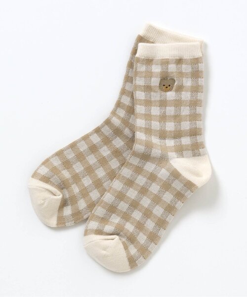 apres les cours（アプレレクール）の「tiny bear 総柄 ソックス（ソックス/靴下・キッズ・ミント/ベージュ/ブラウン・12/18/15 ）」の2枚目の写真